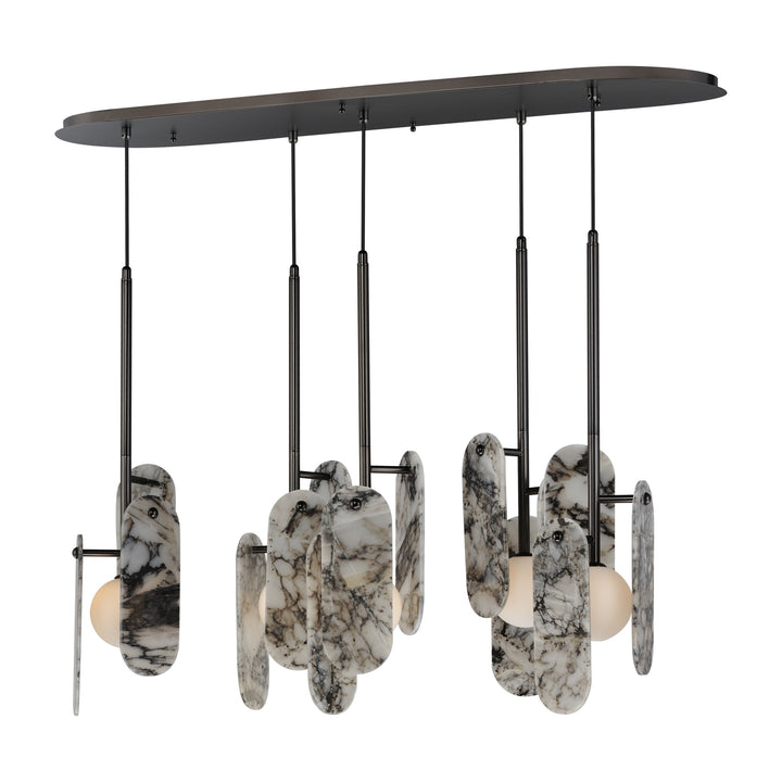 Megalith - Glass Megalith 5-Light Pendant by Studio M Lighting in Gunmetal