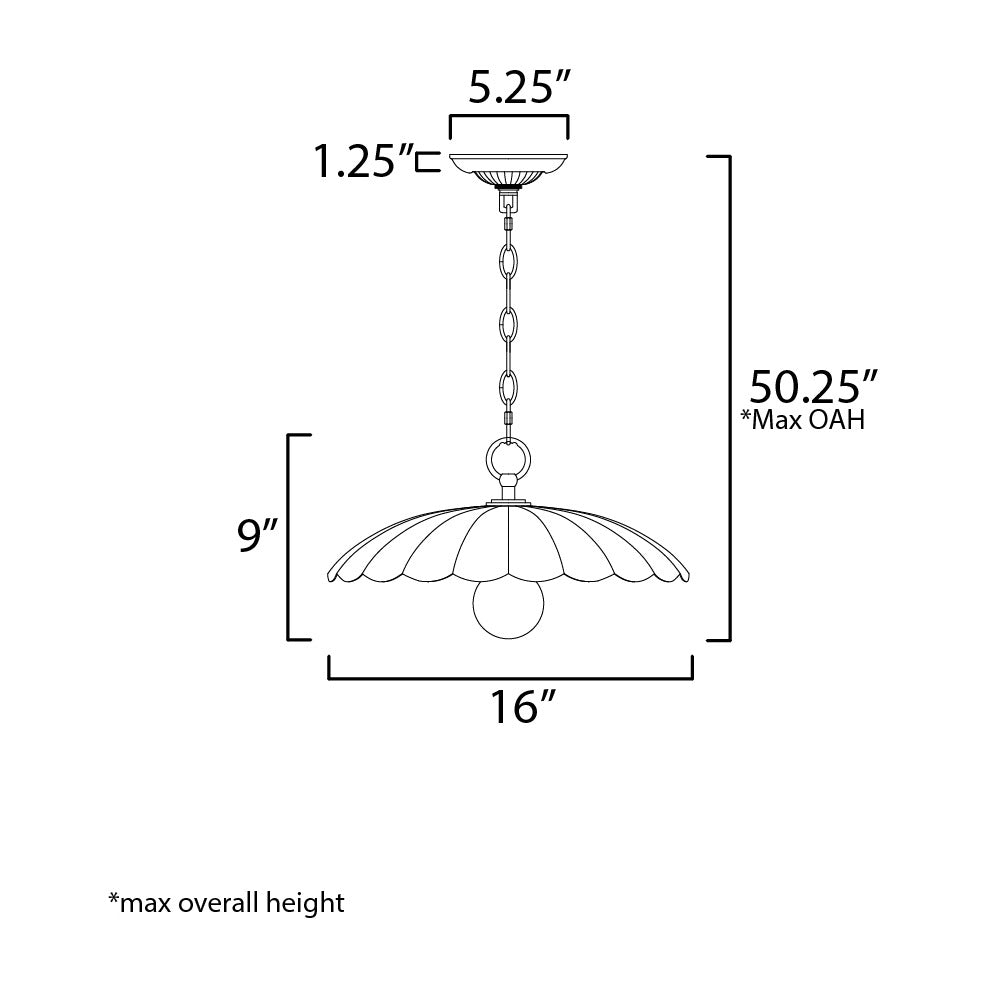 Primrose 1-Light Pendant by Studio M Lighting – line drawing