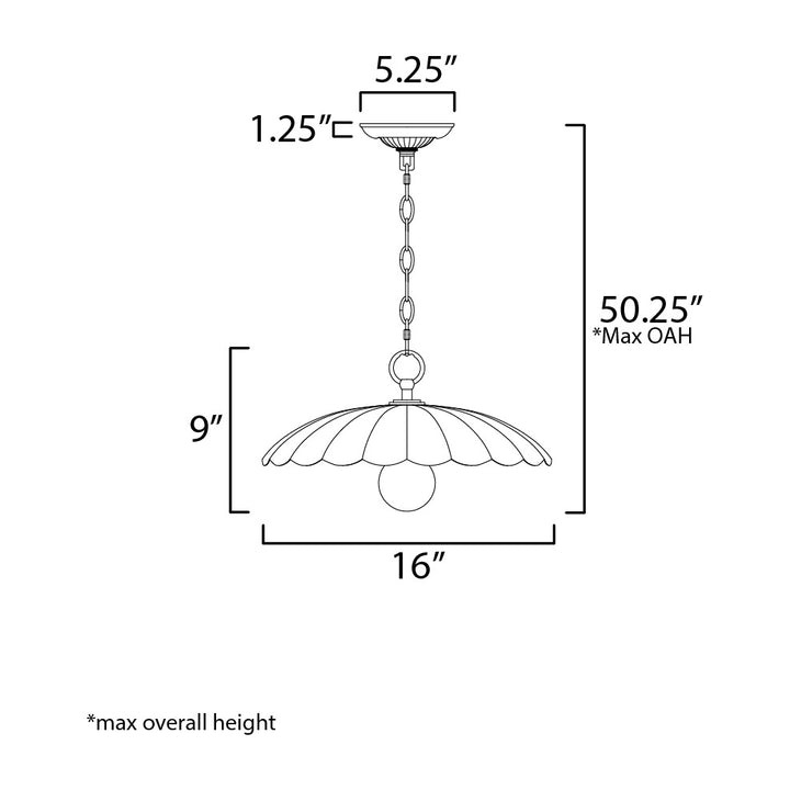 Primrose 1-Light Pendant by Studio M Lighting – line drawing