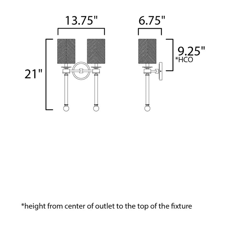Lucent 2-Light Wall Sconce by Studio M Lighting – line drawing