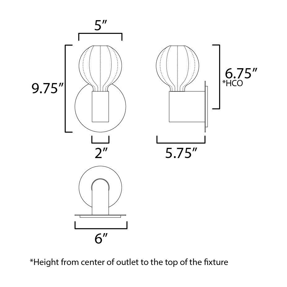 Ray Dance LED Wall Sconce - Globe by Studio M Lighting – line drawing