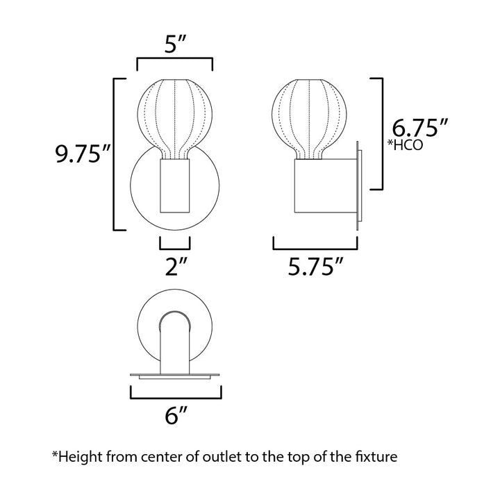 Ray Dance LED Wall Sconce - Globe by Studio M Lighting – line drawing