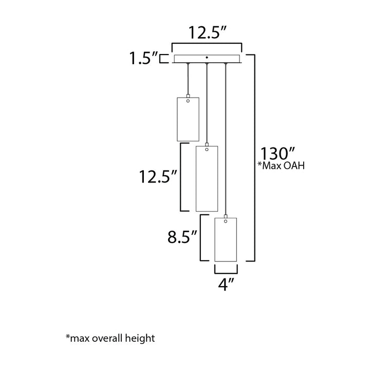 Highball 3-Light LED Pendant by Studio M Lighting – line drawing