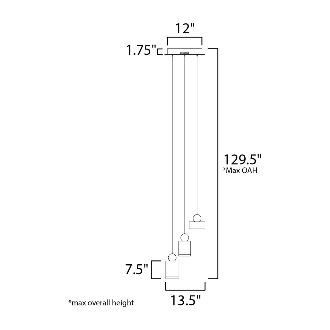 Nob LED 3-Light Pendant by Studio M Lighting – line drawing