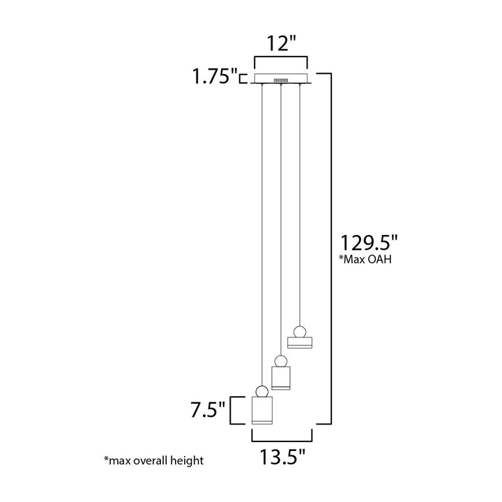 Nob LED 3-Light Pendant by Studio M Lighting – line drawing