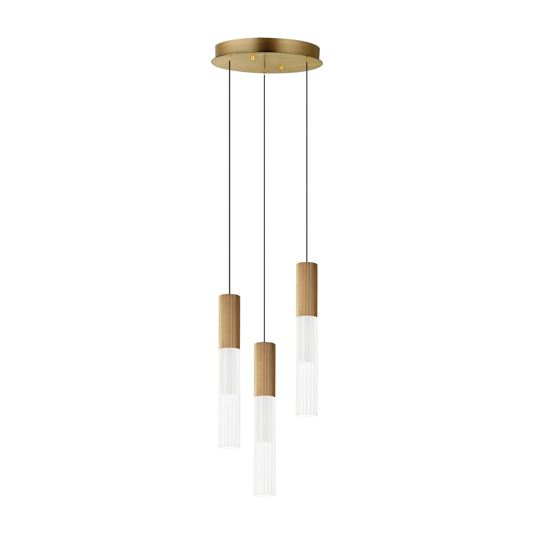 Reeds 3-Light LED Pendant by Studio M Lighting in Gold