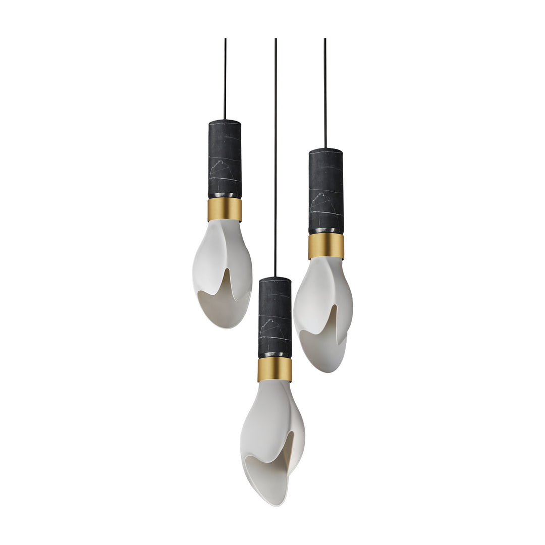 Burgeon 3-Light Pendant by Studio M Lighting in Black Marble / Natural Aged Brass