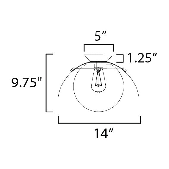 Domain 14" Semi Flush by Studio M Lighting – line drawing