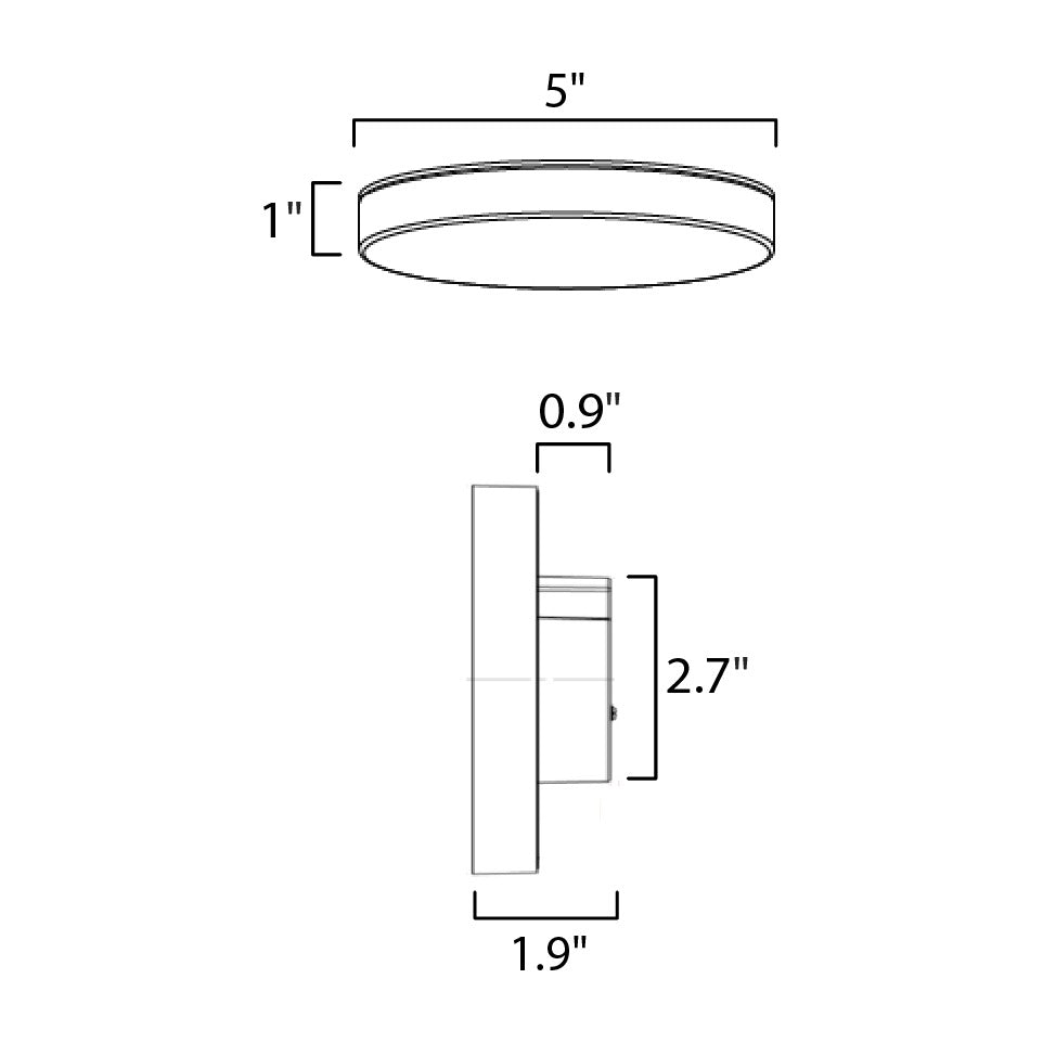 Trim 5 RD LED Surface Mount 4000K 0-10V Dim by Studio M Lighting – line drawing