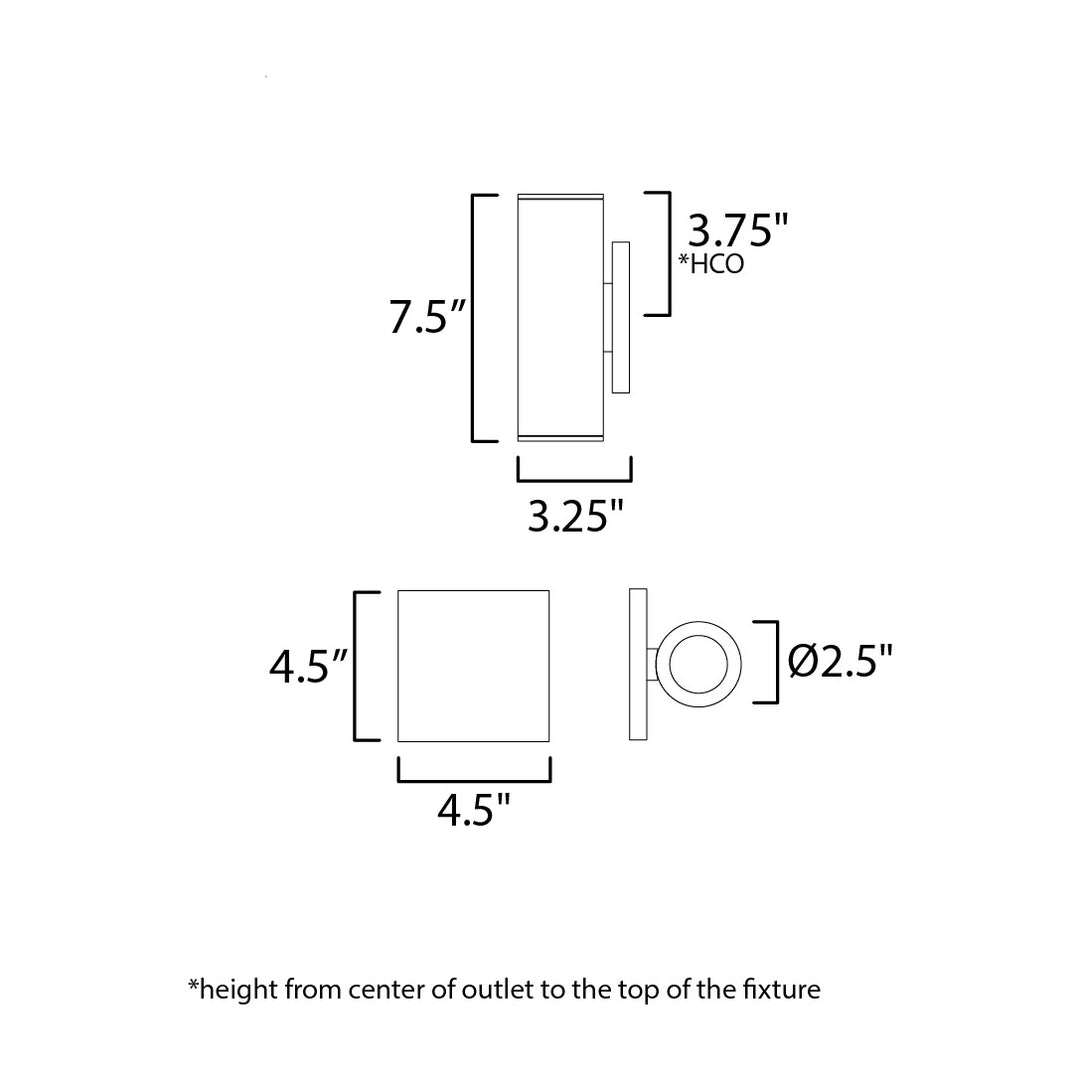 Calibro 7.5 LED Outdoor Sconce by Studio M Lighting – line drawing