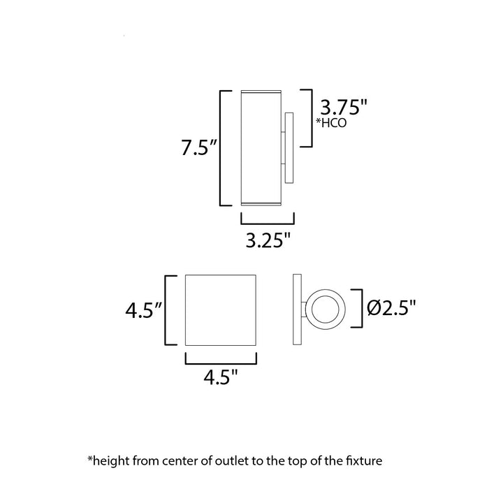Calibro 7.5 LED Outdoor Sconce by Studio M Lighting – line drawing