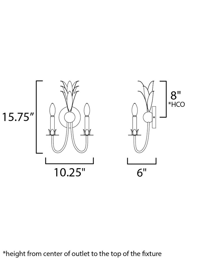 Paloma 2-Light Sconce by Studio M Lighting – line drawing