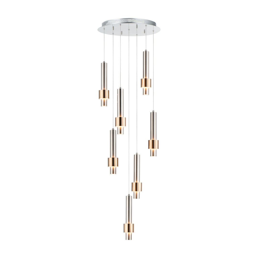 Reveal 7-Light LED Pendant by Studio M Lighting in Satin Nickel / Satin Brass