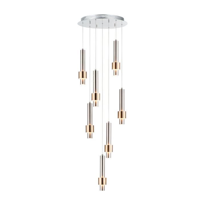 Reveal 7-Light LED Pendant by Studio M Lighting in Satin Nickel / Satin Brass