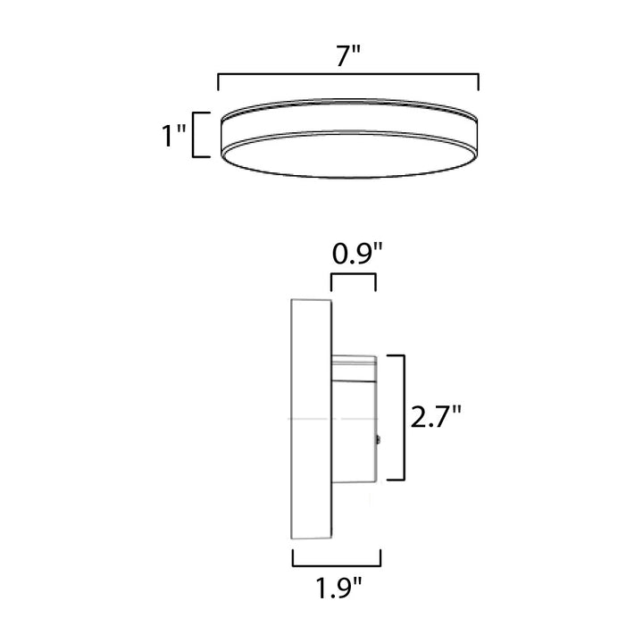 Trim 7 RD LED Surface Mount 3000K 0-10V Dim by Studio M Lighting – line drawing