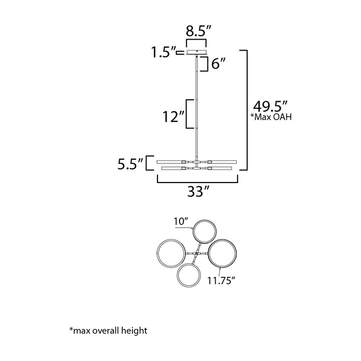 Hoopla 4-Light LED Pendant by Studio M Lighting – line drawing