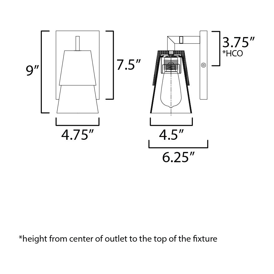 Carpenter 1-Light Bath Vanity by Studio M Lighting – line drawing