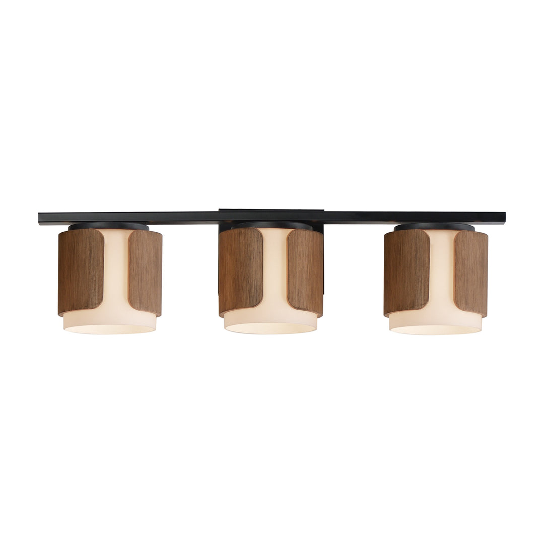 Draughtsman 3-Light Bath Vanity by Studio M Lighting in Walnut / Black