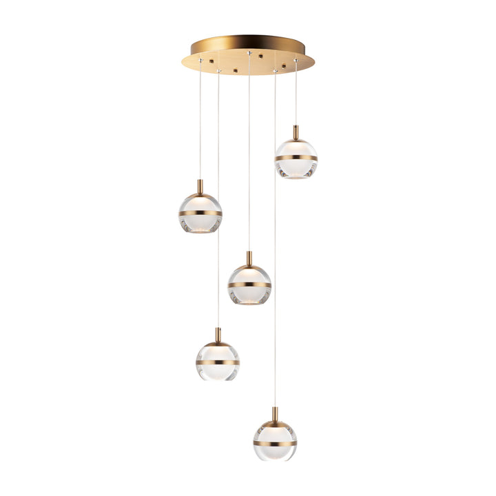 Swank 5-Light Pendant by Studio M Lighting in Natural Aged Brass