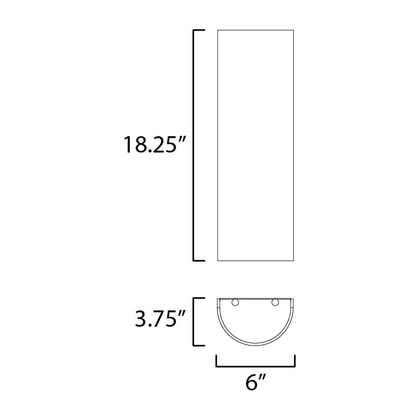Prime 18 Tall LED Sconce 120-277 UNV Dim by Studio M Lighting – line drawing