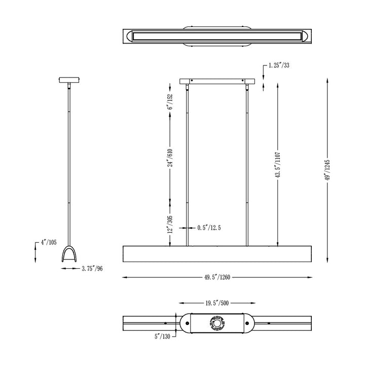 Matera 50 LED Linear Arch Pendant by Studio M Lighting – line drawing