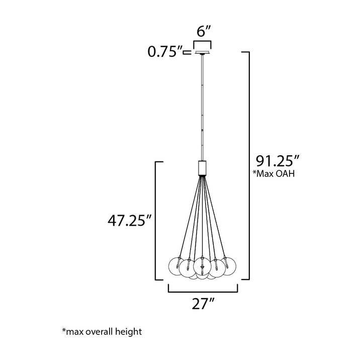 Burst 12-Light LED Pendant by Studio M Lighting – line drawing