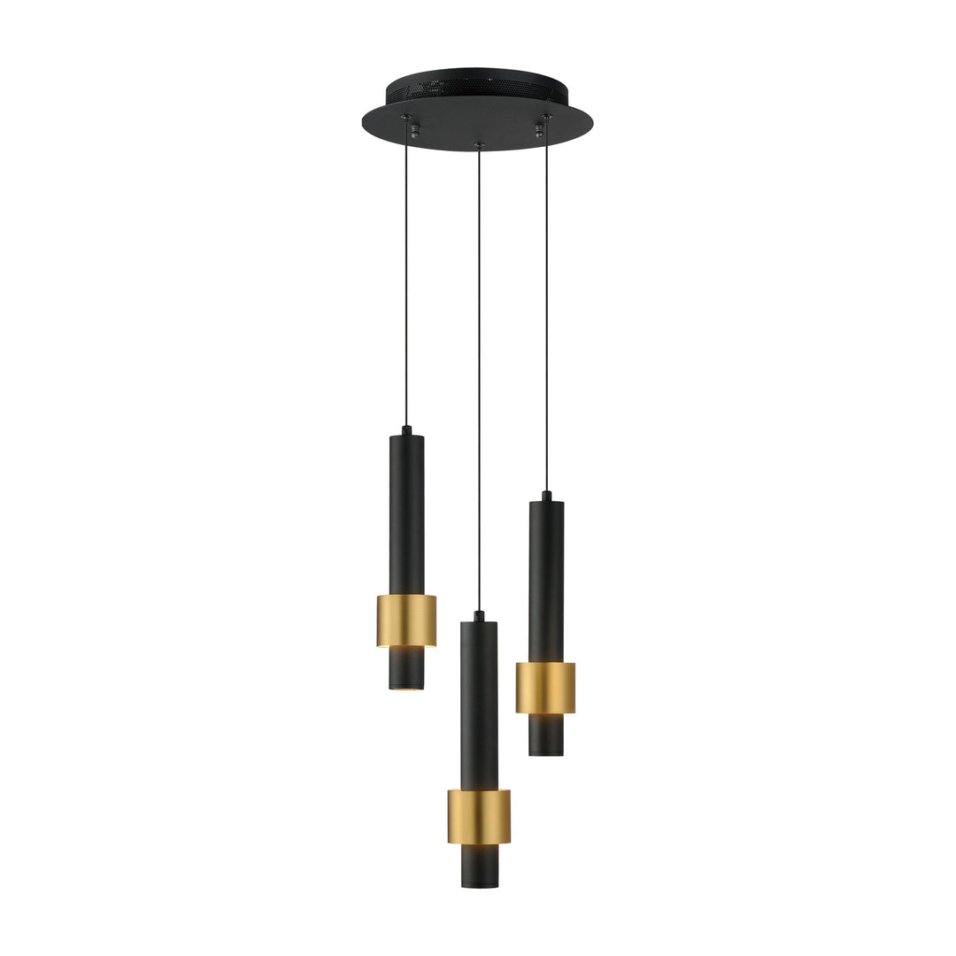 Reveal 3-Light LED Pendant by Studio M Lighting in Black / Gold