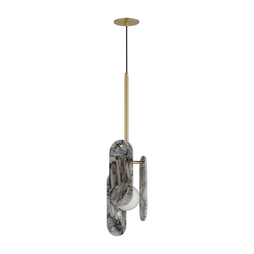 Megalith - Glass Megalith Cord Hung Pendant by Studio M Lighting in Natural Aged Brass
