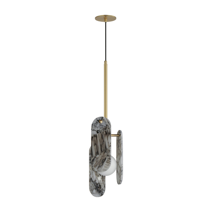 Megalith - Glass Megalith Cord Hung Pendant by Studio M Lighting in Natural Aged Brass