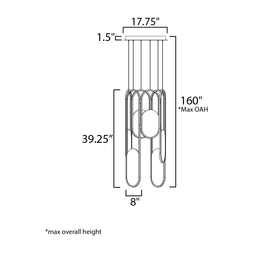 Trance 6-Light LED Pendant by Studio M Lighting – line drawing