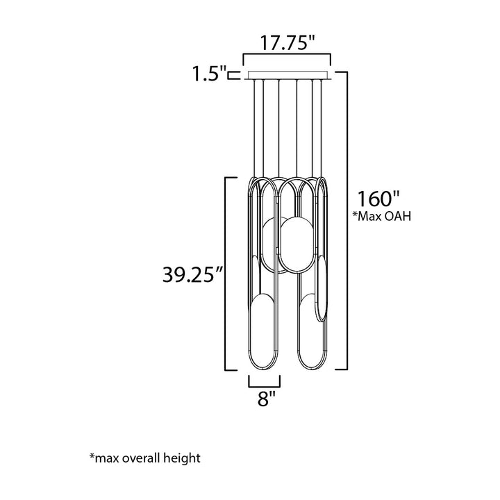 Trance 6-Light LED Pendant by Studio M Lighting – line drawing