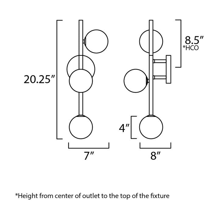Contour 3-Light Wall Sconce by Studio M Lighting – line drawing