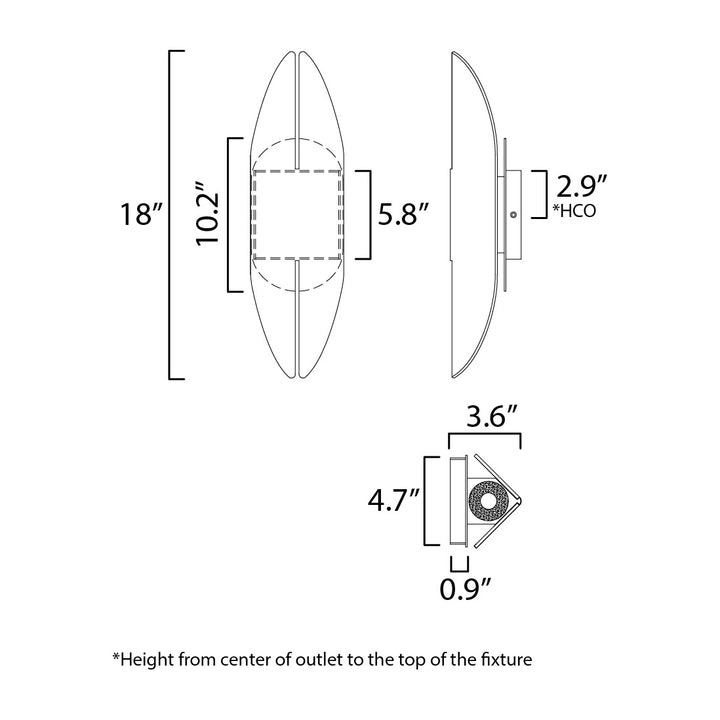 Tectonic 18 Outdoor LED Sconce by Studio M Lighting – line drawing