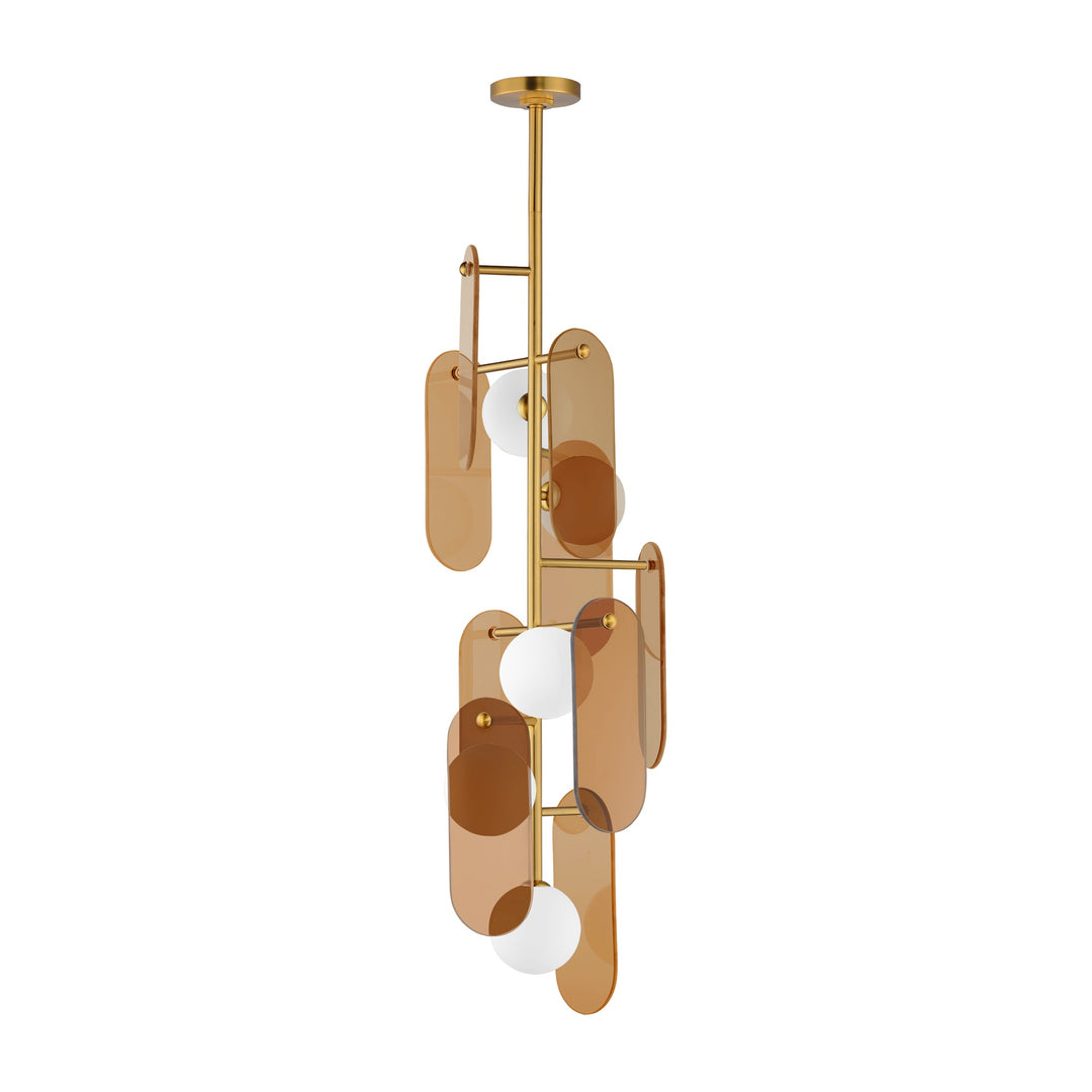 Megalith - Stone Megalith 5-Light Vertical Pendant by Studio M Lighting in Natural Aged Brass