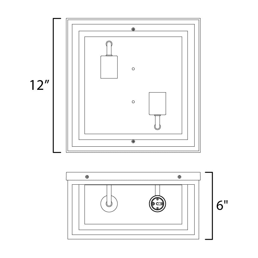 Cabana 2-Light Flush Mount by Studio M Lighting – line drawing