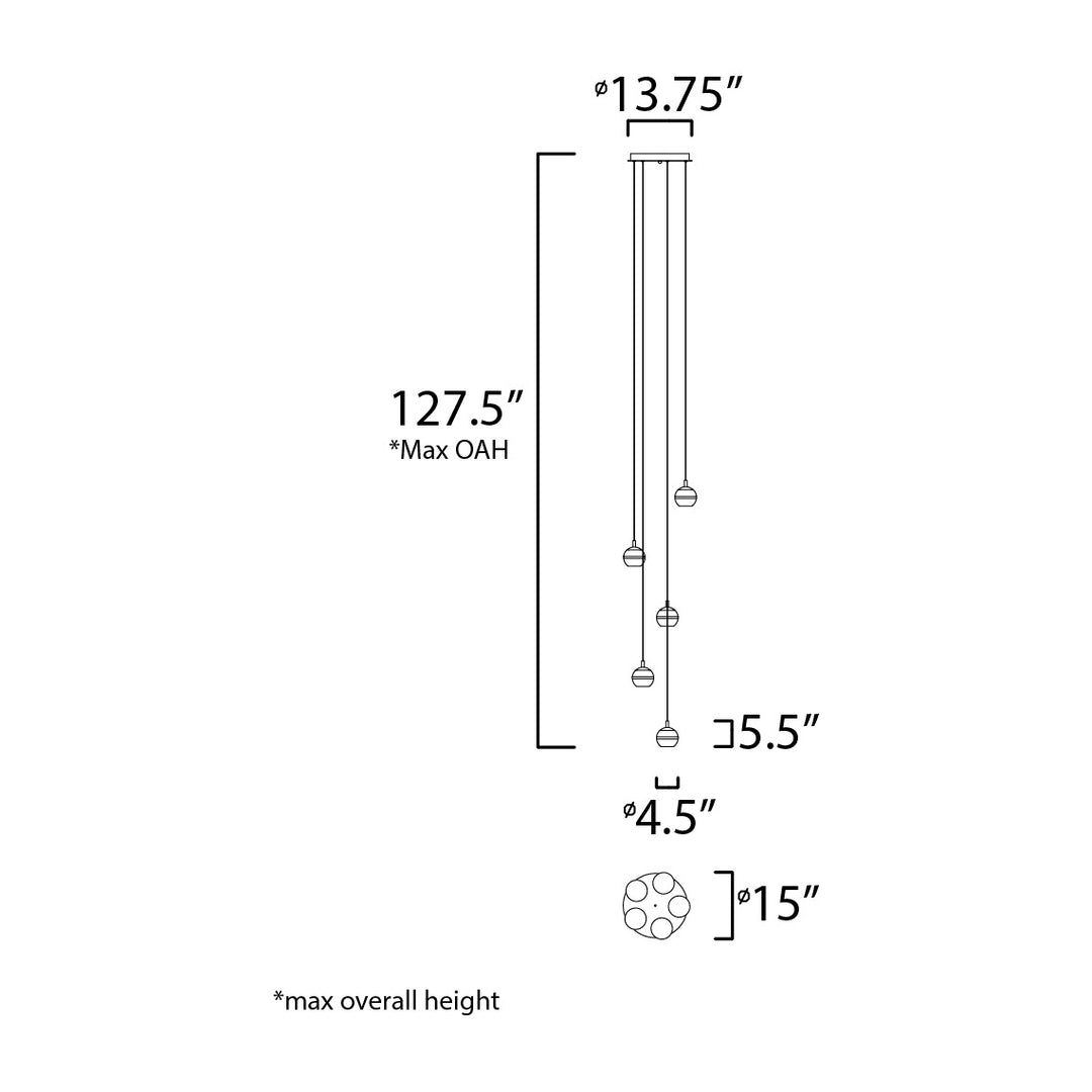 Swank 5-Light Pendant by Studio M Lighting – line drawing