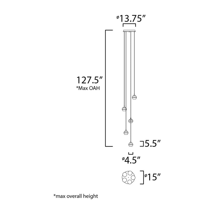 Swank 5-Light Pendant by Studio M Lighting – line drawing