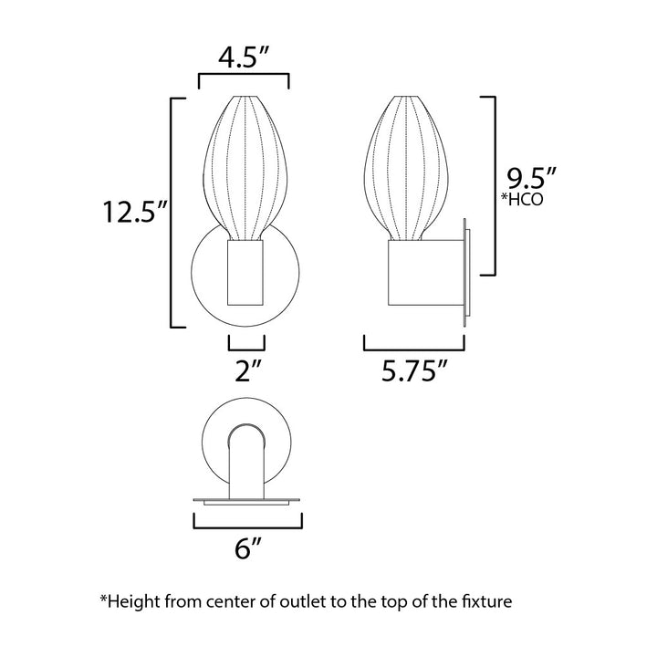 Ray Dance LED Wall Sconce - Olive by Studio M Lighting – line drawing