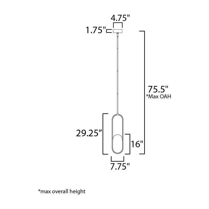Trance 30" LED Pendant by Studio M Lighting – line drawing