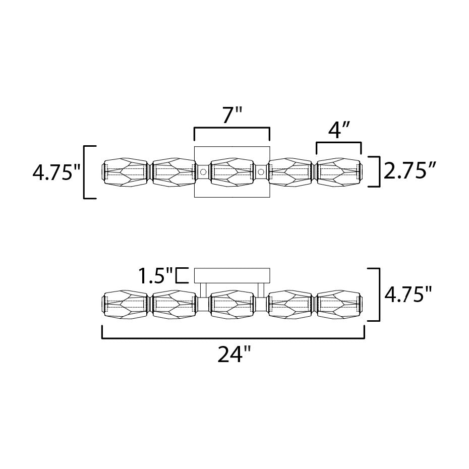 Dolce Vita 24" LED Wall Sconce by Studio M Lighting – line drawing