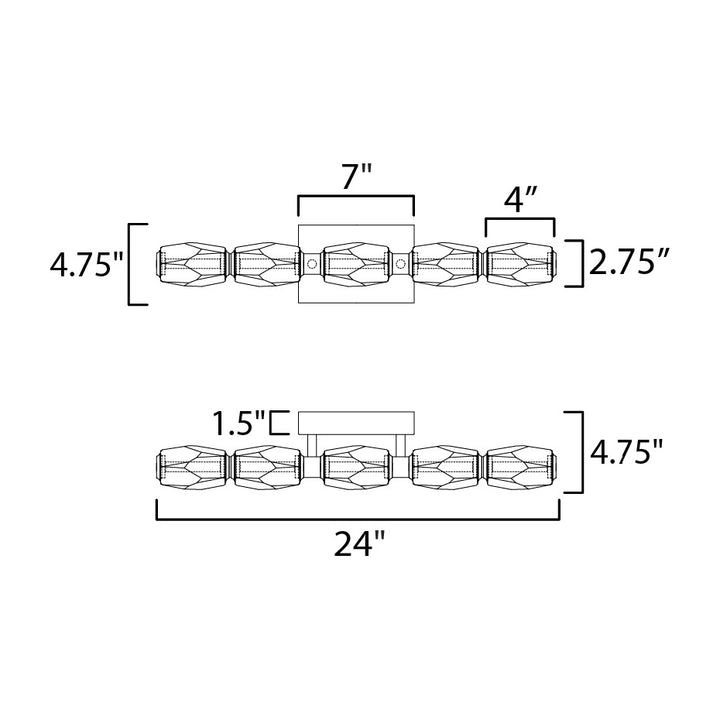 Dolce Vita 24" LED Wall Sconce by Studio M Lighting – line drawing