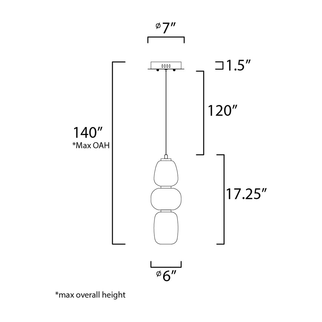 Soji LED 3-Light Pendant by Studio M Lighting – line drawing
