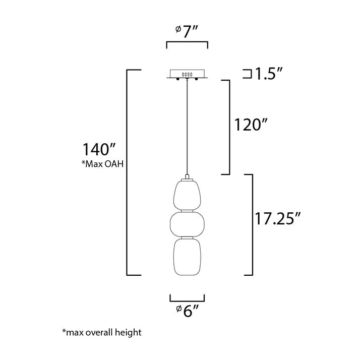 Soji LED 3-Light Pendant by Studio M Lighting – line drawing