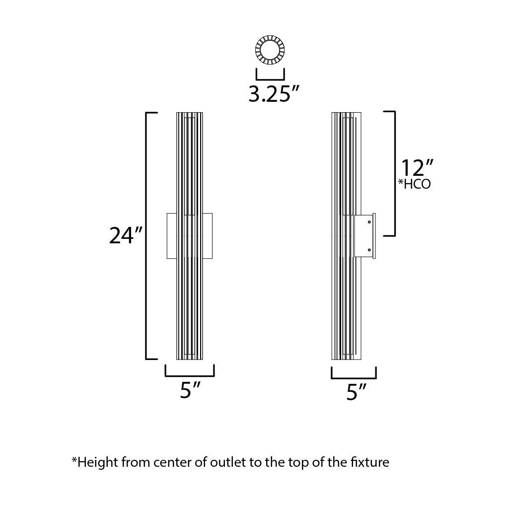 Citadel 24 LED Outdoor wall sconce by Studio M Lighting – line drawing