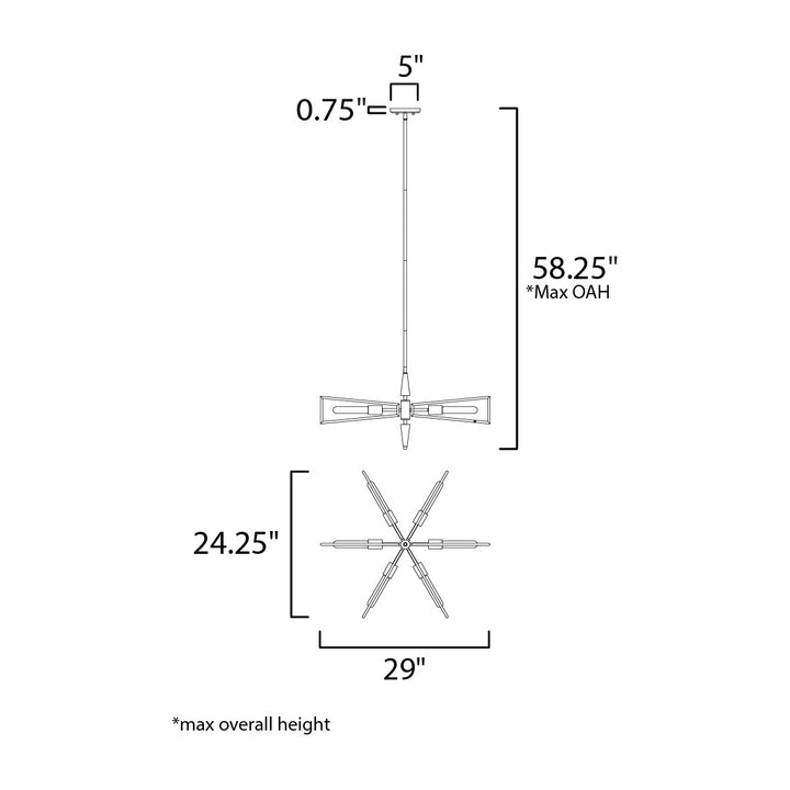 Wings 6-Light Pendant by Studio M Lighting – line drawing