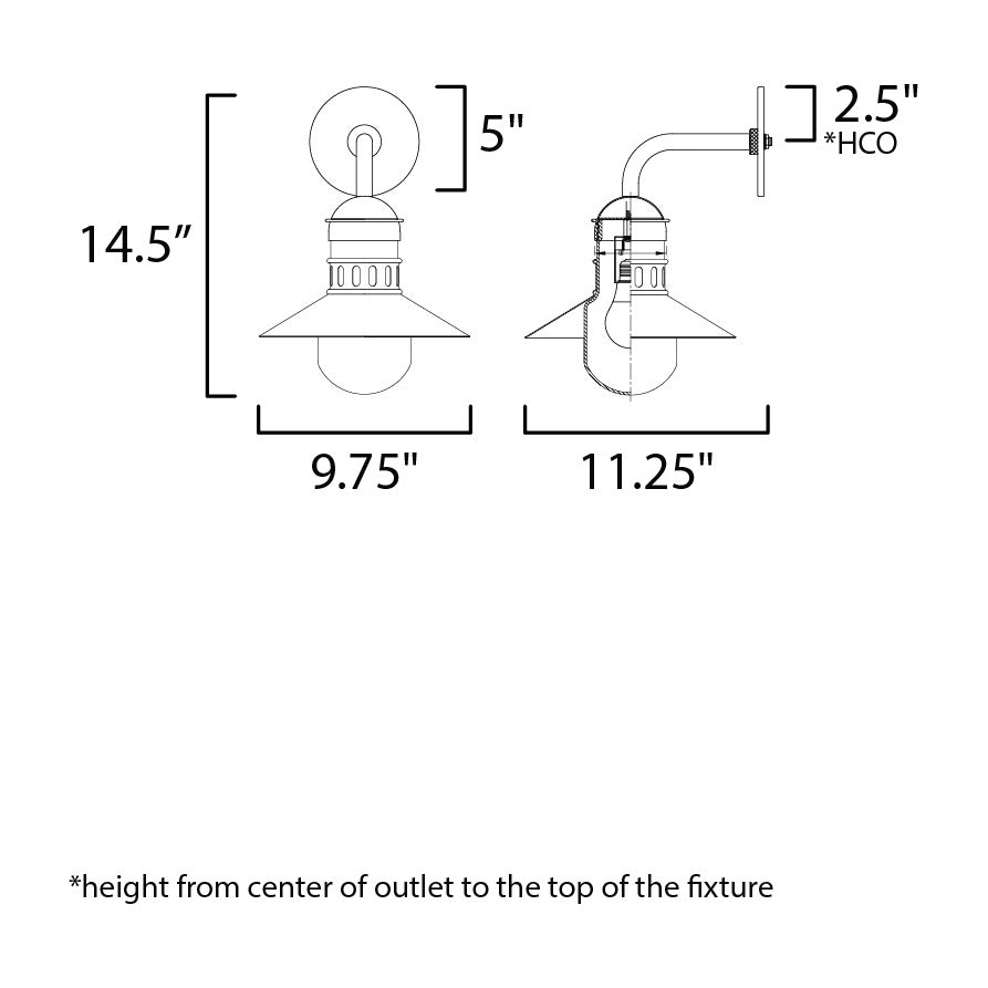 Admiralty 1-Light Outdoor Wall Sconce 365122 by Studio M Lighting – line drawing