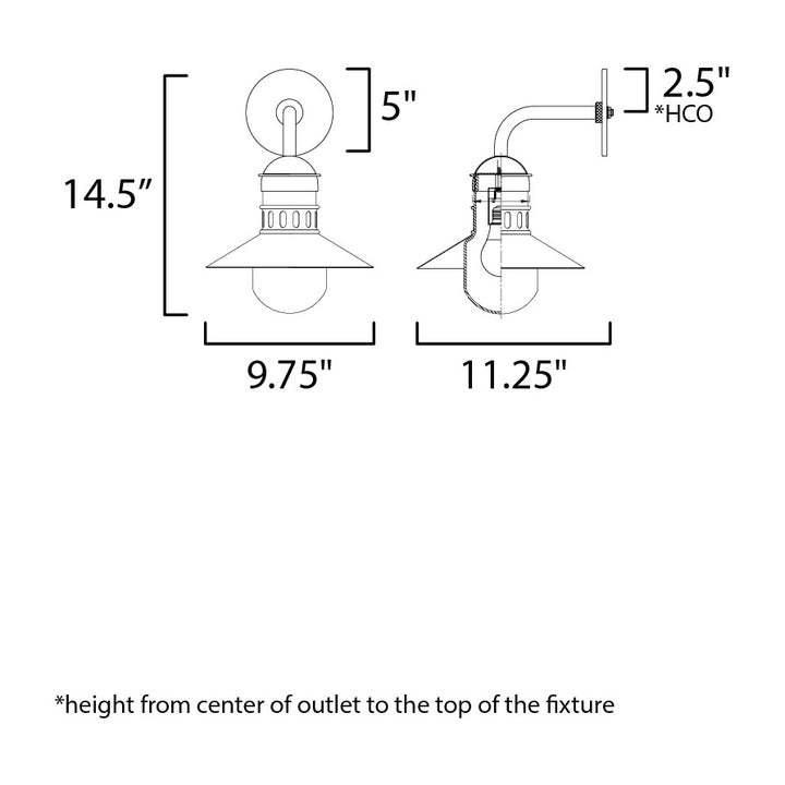 Admiralty 1-Light Outdoor Wall Sconce 365122 by Studio M Lighting – line drawing