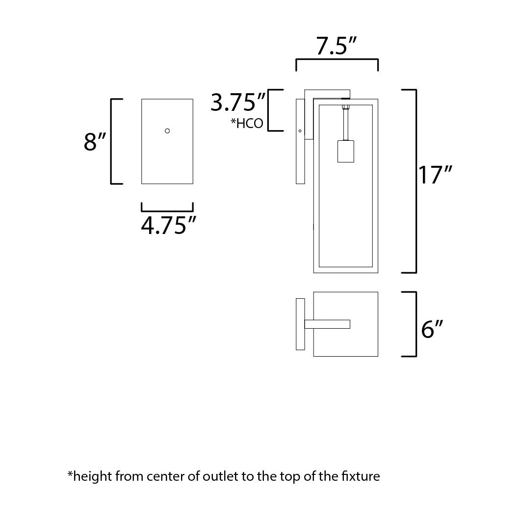 Catalina 1-Light Medium Outdoor Wall Sconce by Studio M Lighting – line drawing