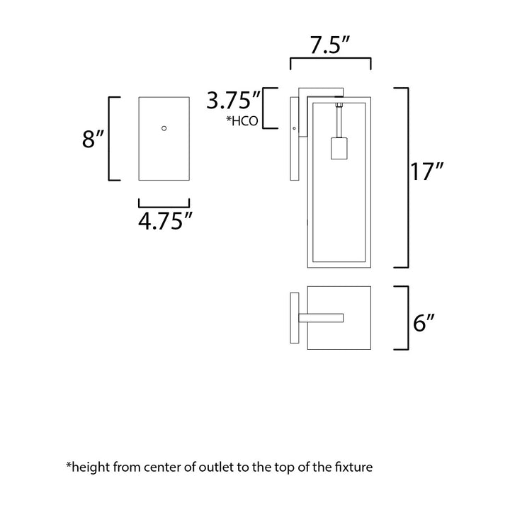 Catalina 1-Light Medium Outdoor Wall Sconce by Studio M Lighting – line drawing