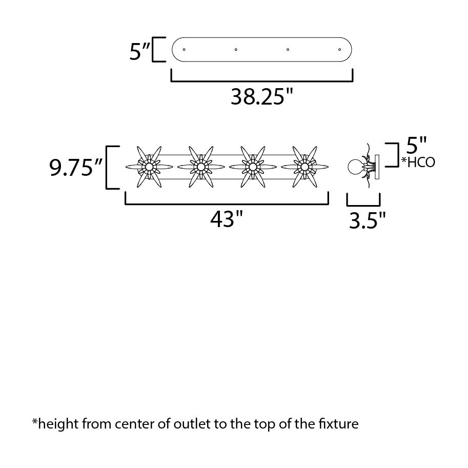Paloma 4-Light Sconce by Studio M Lighting – line drawing